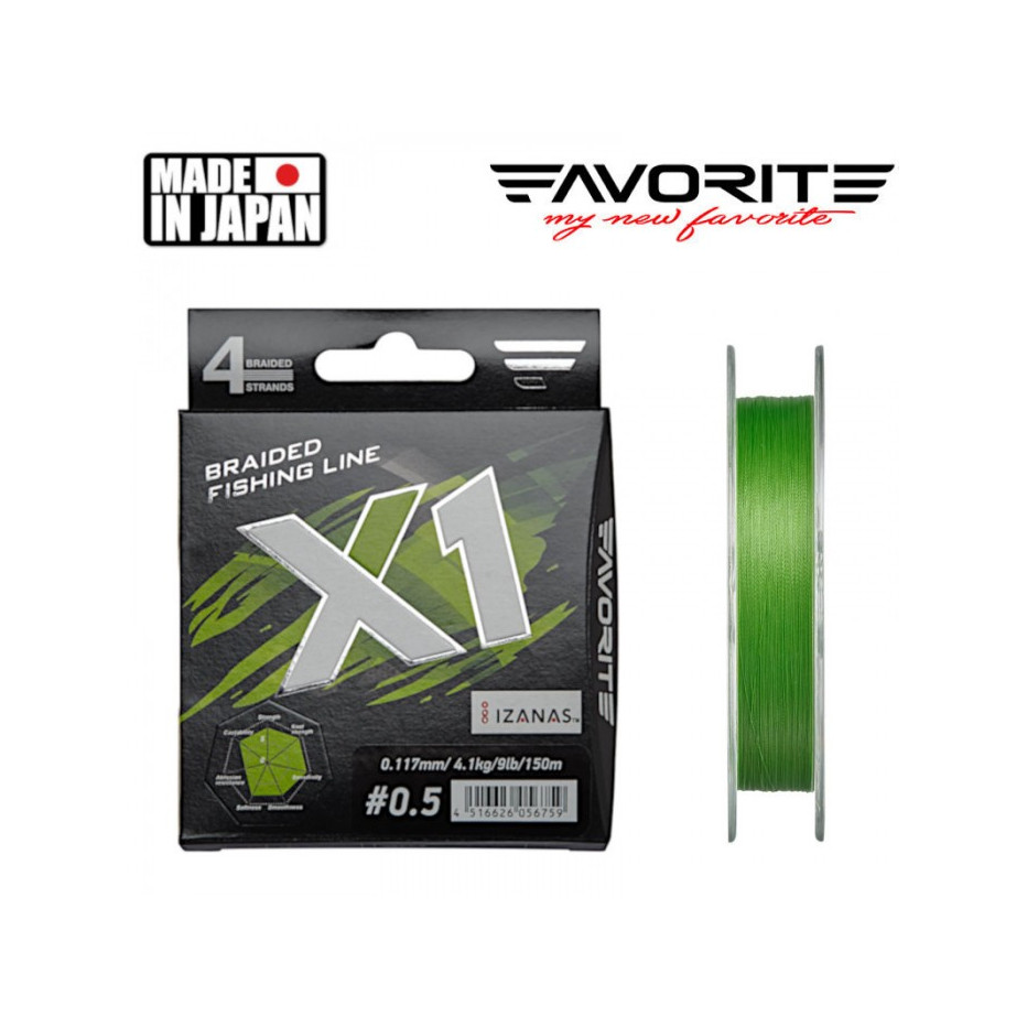 Tresse Favorite X1 PE 4X Light Green 150m