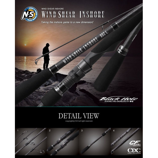 Spinning rod NS Black Hole Wind Shear Inshore