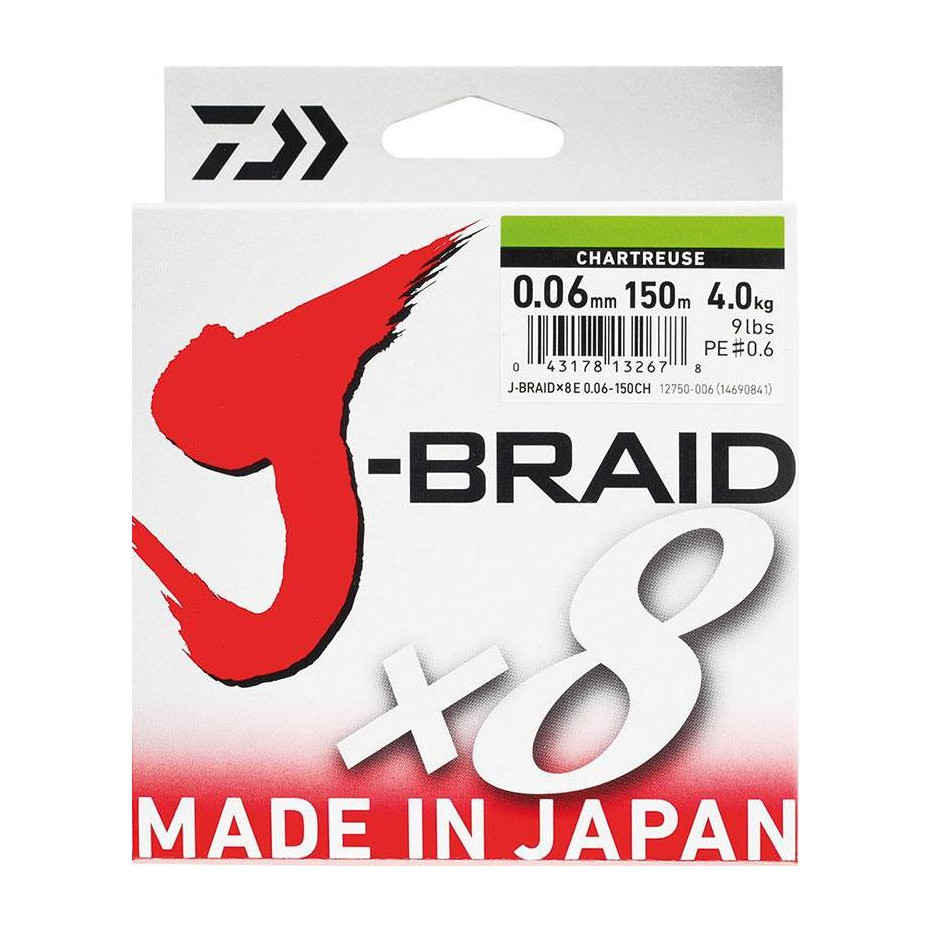 Tresse Daiwa J Braid X8 Chartreuse 150m