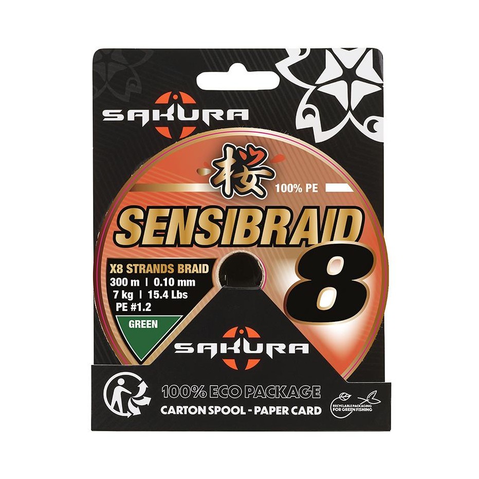 Hilo Trenzado Sakura Sensibraid 8X Eco-Pack Verde 300m